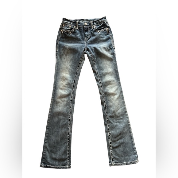 GRACE Embellished Bootcut Jeans Size 25 Western Cross Pocket Denim - Picture 2 of 6